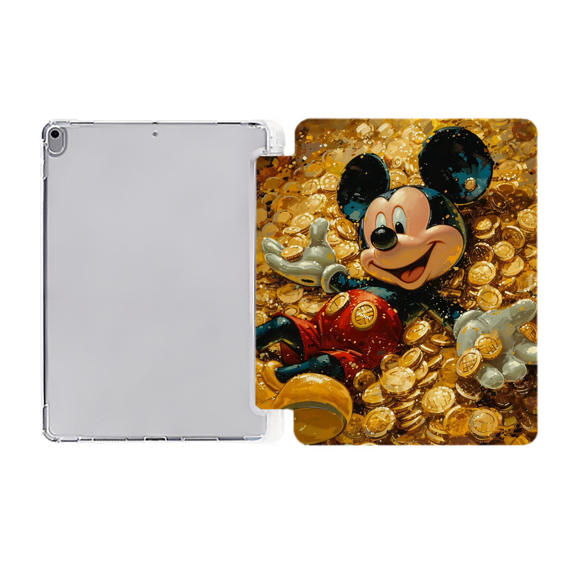 （画像用） ミッキーマウス Mickey Mouse IPad ケース ペン収納付き 三つ折りスタンド PUレザー×シリコン 対応機種9.5/10.5/10.9インチ
